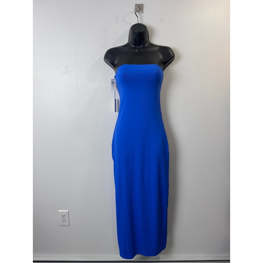 NWT Aritzia Women Jazz Blue Contour Tube Maxi Strapless Bodycon Dress Small